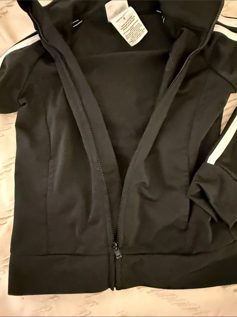 adidas Black Jacket with White Stripe Accents
